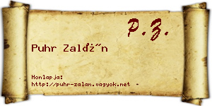 Puhr Zalán névjegykártya